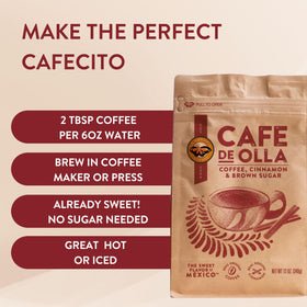La Monarca Café de Olla with real cinnamon delivers fragrant spice.