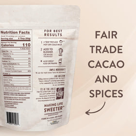 La Monarca Bakery hot chocolate bags open, ready to brew a rich cup.
