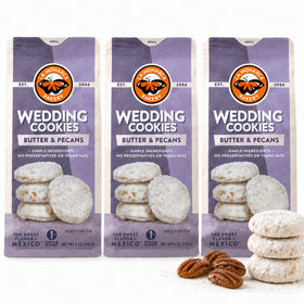 La Monarca Bakery Mexican wedding cookies 3-pack front view, ideal for celebrations.