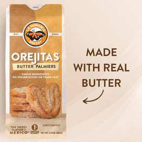 La Monarca Orejitas golden-brown finish with light sugar.