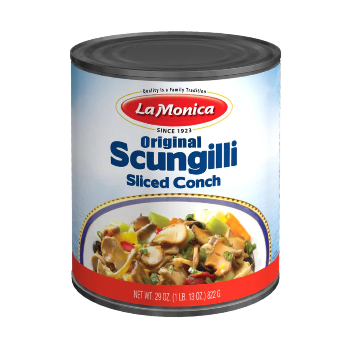 La Monica Scungilli sliced conch can adds ocean brightness to salads.