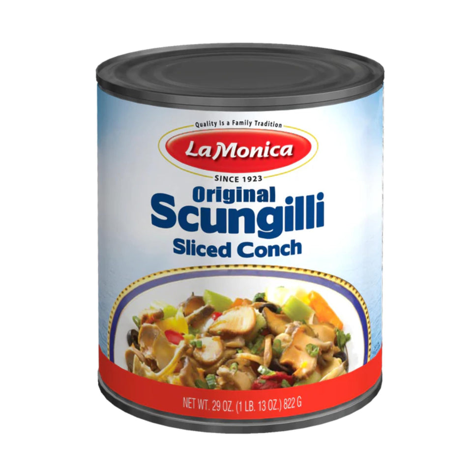 La Monica Scungilli sliced conch can adds ocean brightness to salads.
