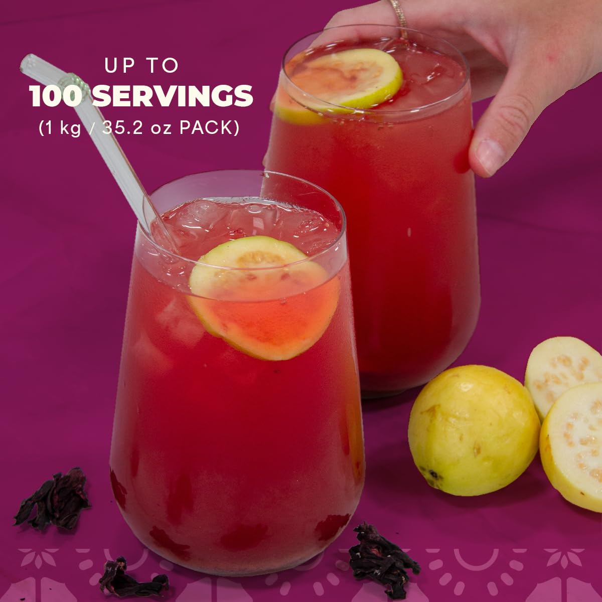 La Monjita Agua Fresca Hibiscus Guava guava chunks add natural texture