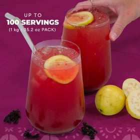 La Monjita Agua Fresca Hibiscus Guava guava chunks add natural texture