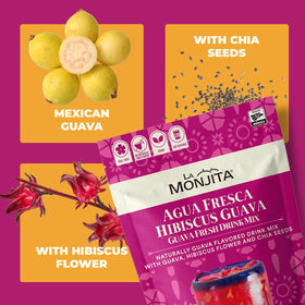 La Monjita Agua Fresca Hibiscus Guava ingredients highlight hibiscus and chia