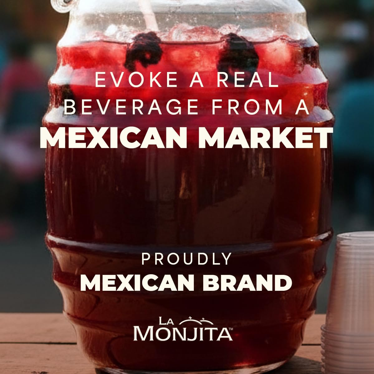 La Monjita Agua Fresca Hibiscus Guava prepared glass ready for serving