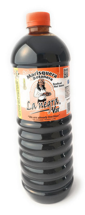 La Negra Va packaging shown, convenient 33.8 oz jar for gatherings.