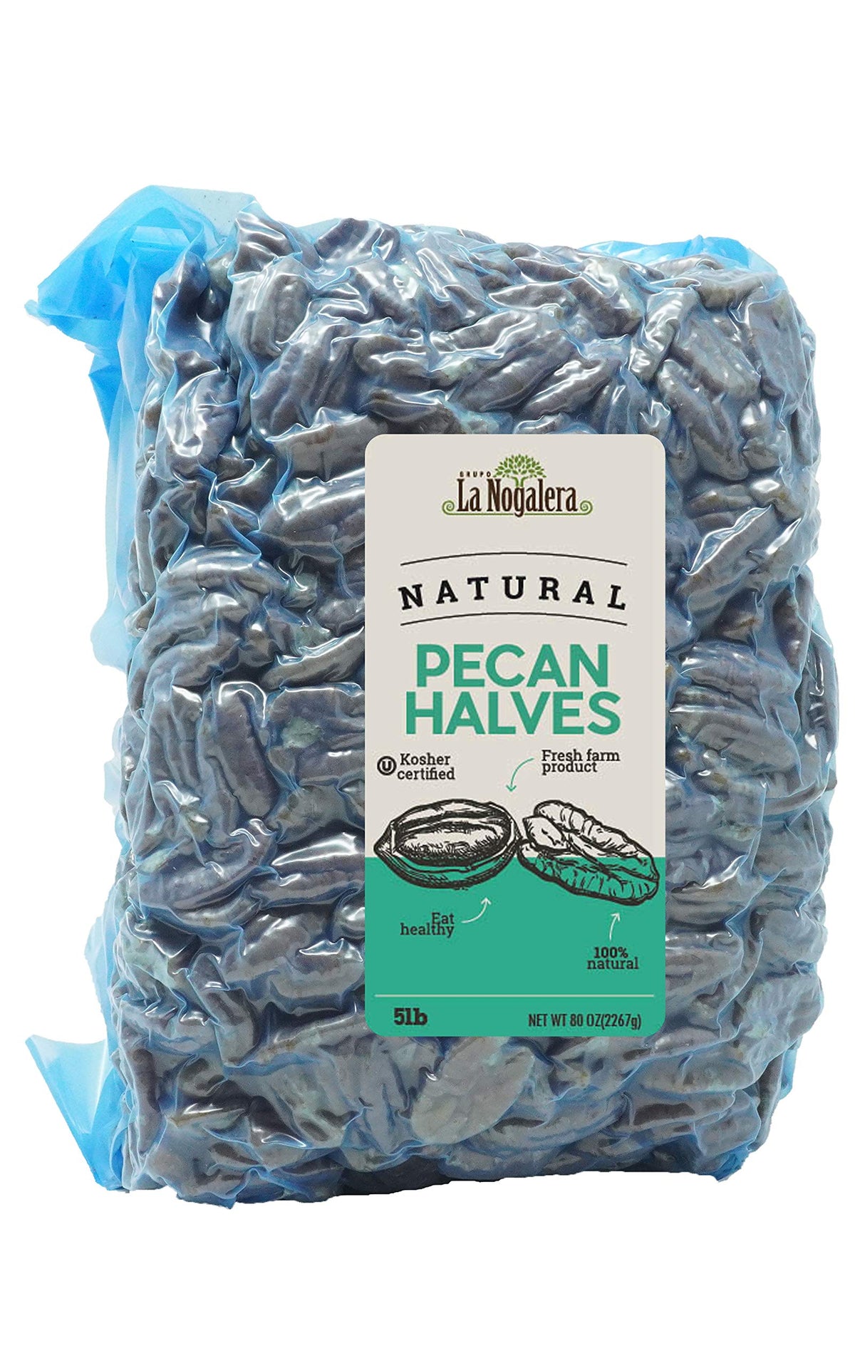 Grupo La Nogalera pecans vacuum-sealed bag with 5 lb supply and freshness