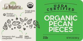 La Nogalera USDA organic pecans, non-GMO and keto-friendly for healthy desserts.