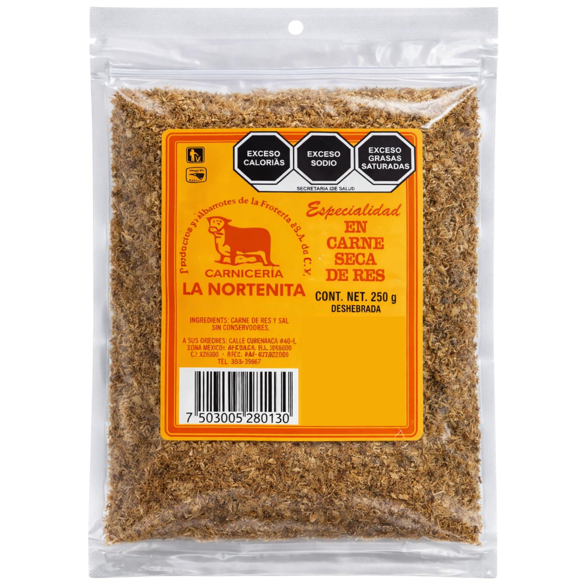 La Nortenita beef jerky 250g pack for on-the-go protein.