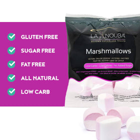 La Nouba Sugar Free Marshmallows melting into hot chocolate for a cozy treat.