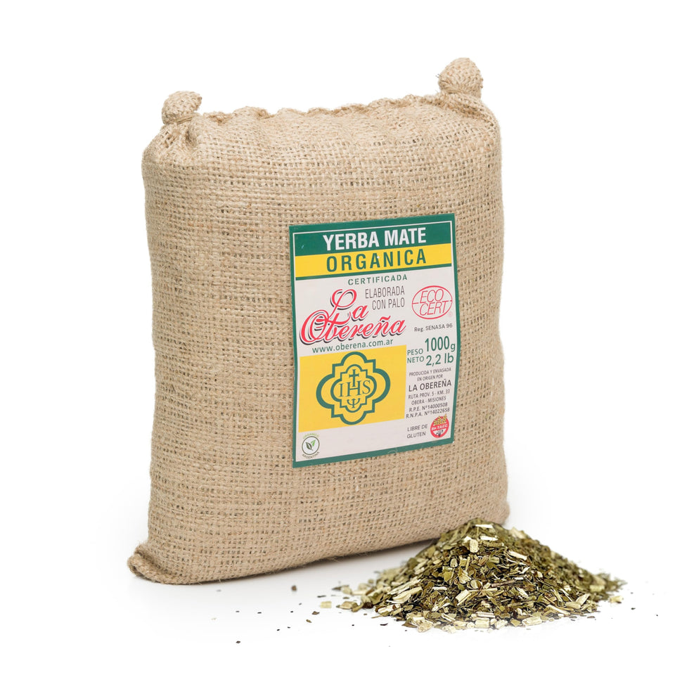 La Obereña organic yerba mate leaves close-up for vibrant aroma