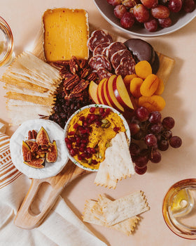 Rosemary crackers with spreads ready for holiday grazing