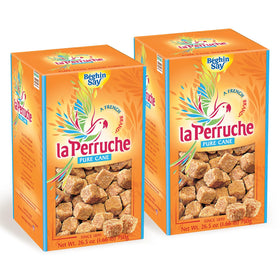 La Perruche brown sugar cubes 750g box front, ideal for coffee and cocktails.