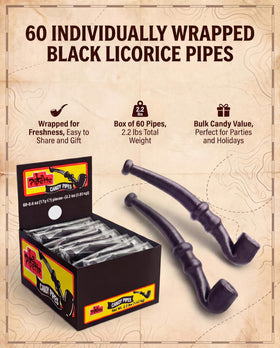 La Pipette Black Licorice Pipes individually wrapped for on-the-go snacking.