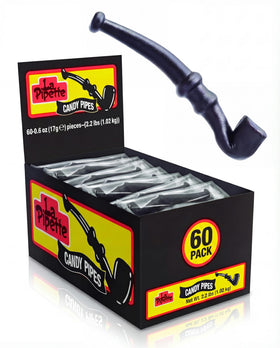 La Pipette Gourmet Black Licorice Pipes box-front, perfect for gifting.