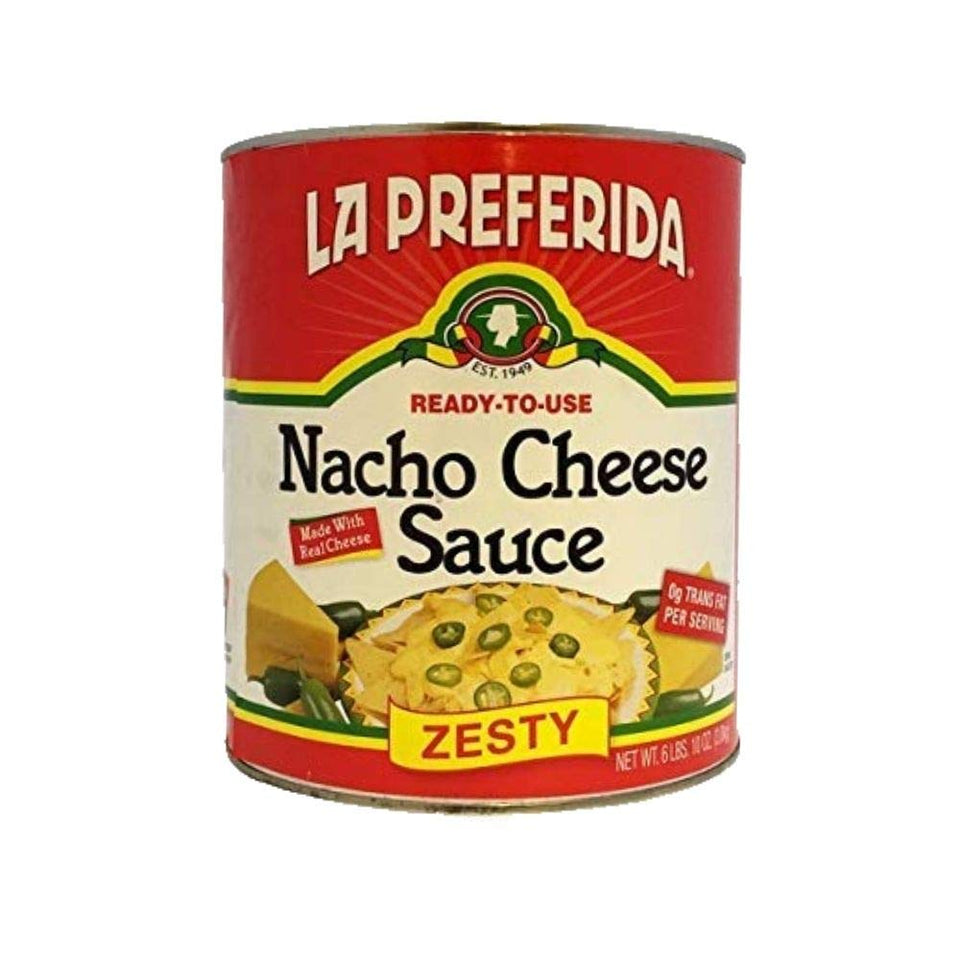 La Preferida Nacho Cheese Sauce can front view, ready-to-serve packaging.