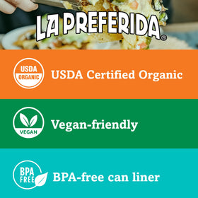 La Preferida Organic Refried Beans BPA-free lining signals safer can packaging