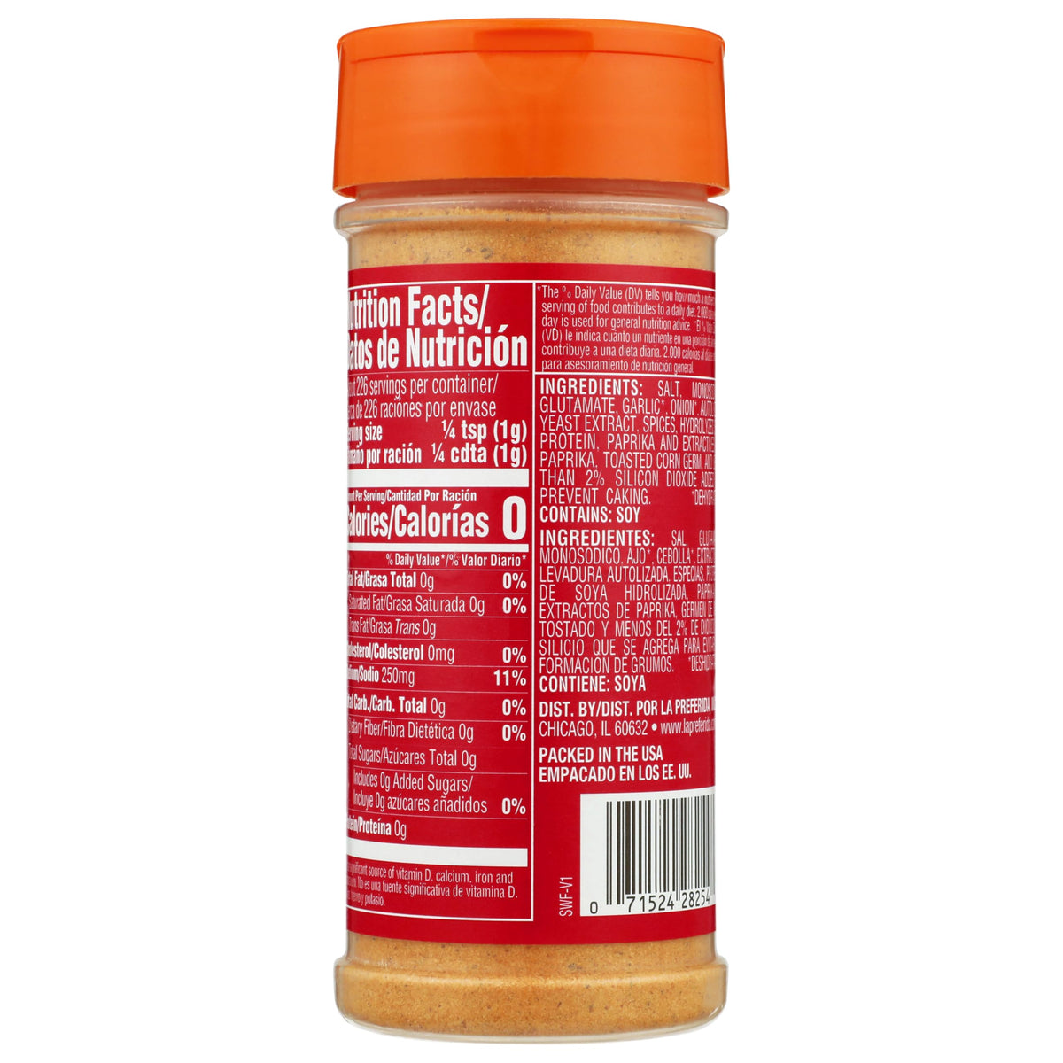 La Preferida Sazón closeup of paprika and garlic in blend for rich meals.