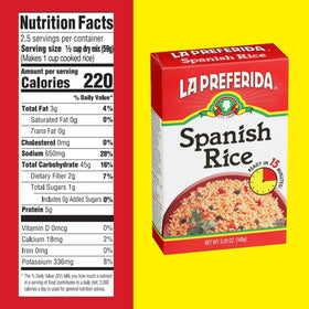 La Preferida Spanish rice with bell peppers adds texture to meals.
