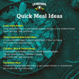 La Preferida ingredients list highlights simple, pantry-friendly seasonings.