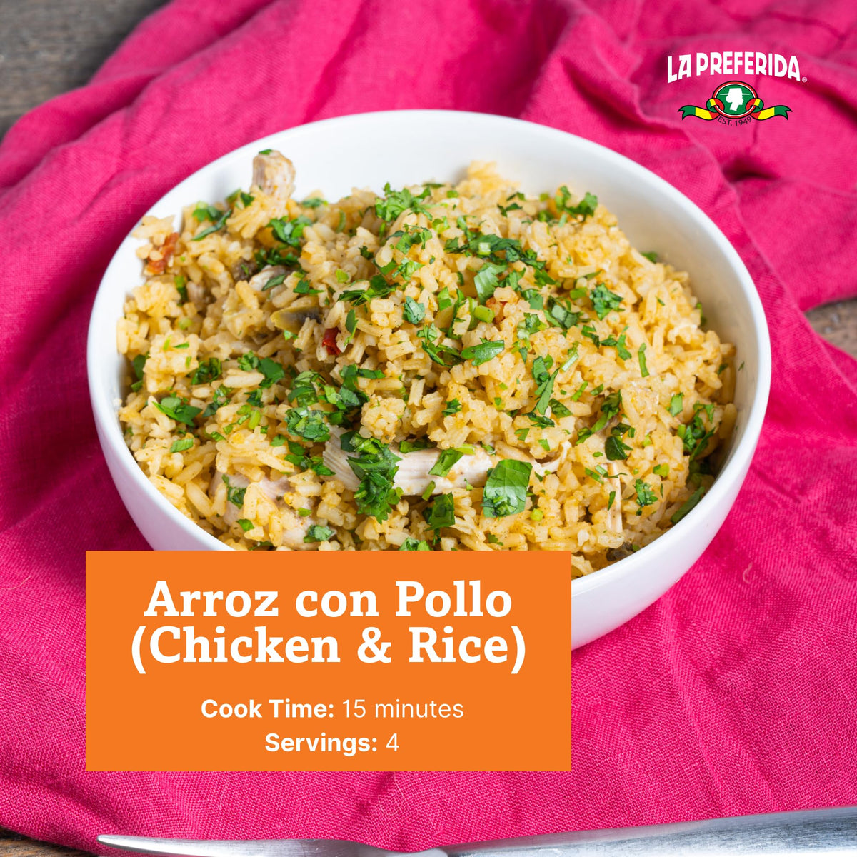 La Preferida rice with peppers and spices ready to serve.