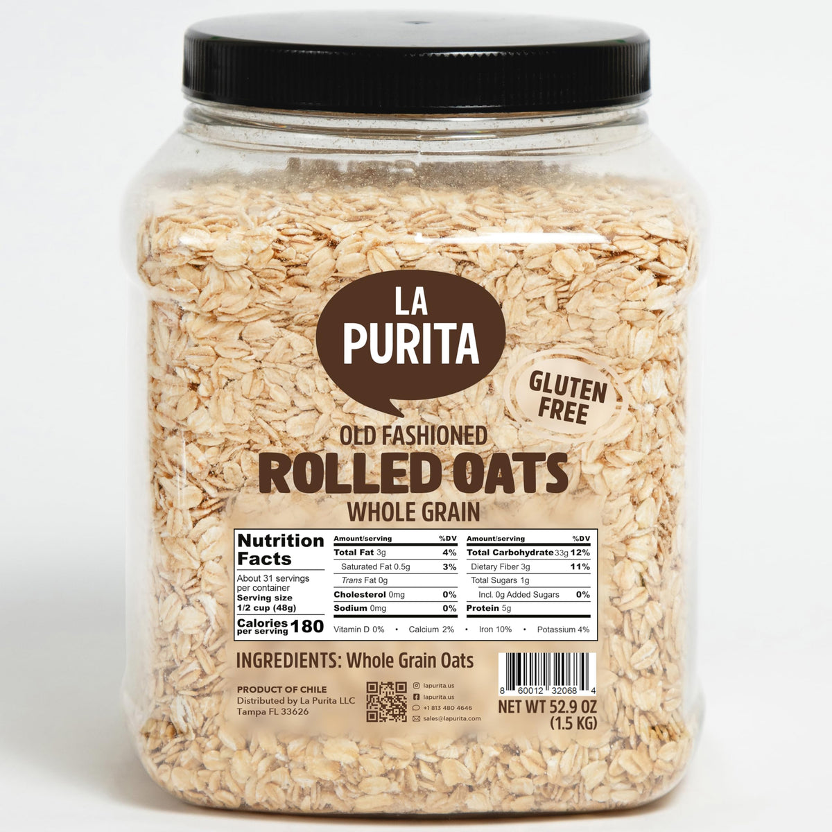 La Purita gluten-free oats in a bowl for hearty porridge