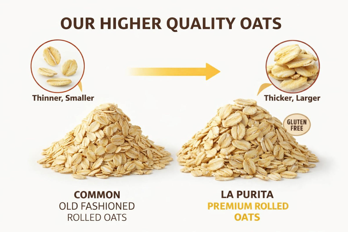 La Purita oats being poured for a quick breakfast