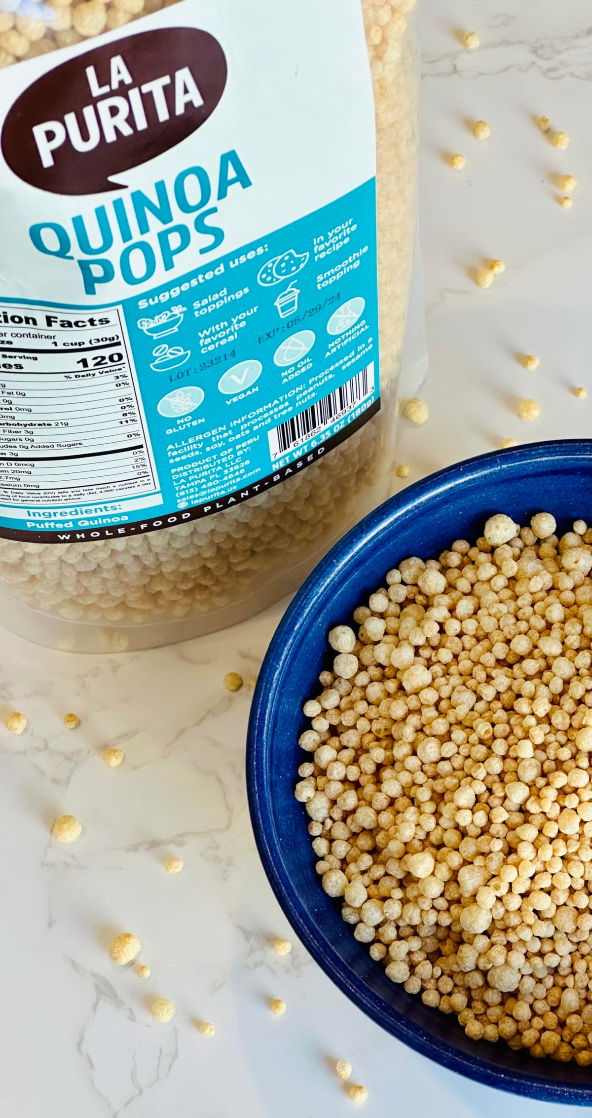 La Purita Quinoa Pops snack on the go for busy days.