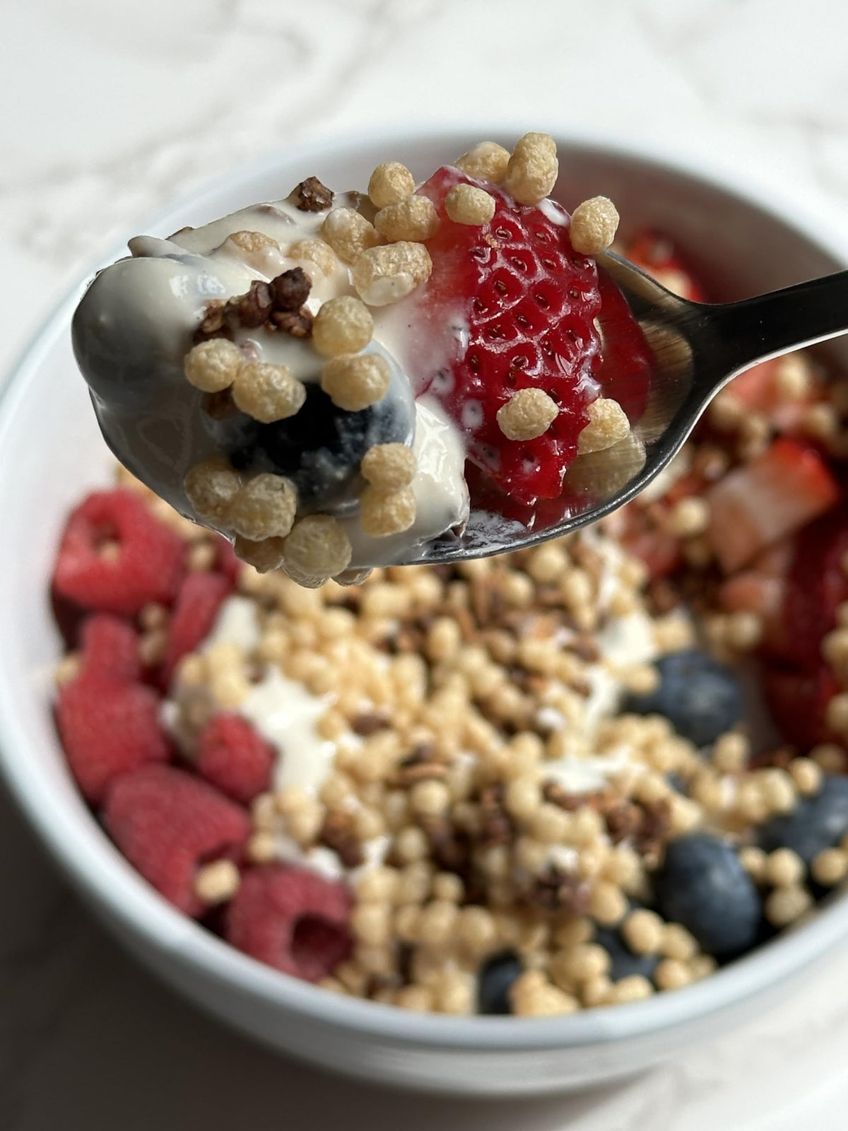 La Purita Quinoa Pops with yogurt pairing for creamy contrast.