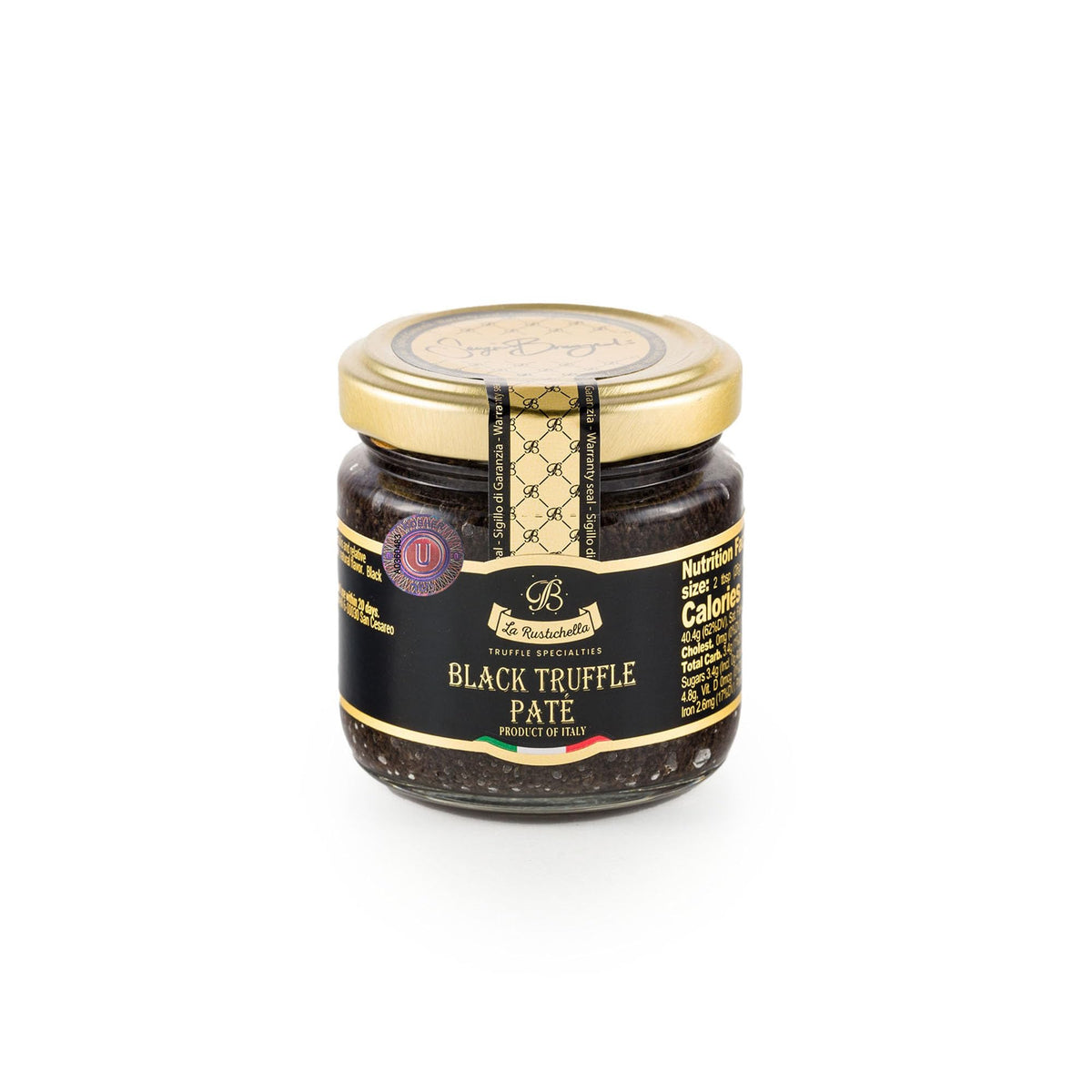 La Rustichella black truffle patè jar for premium kosher, vegan, gluten-free dining.
