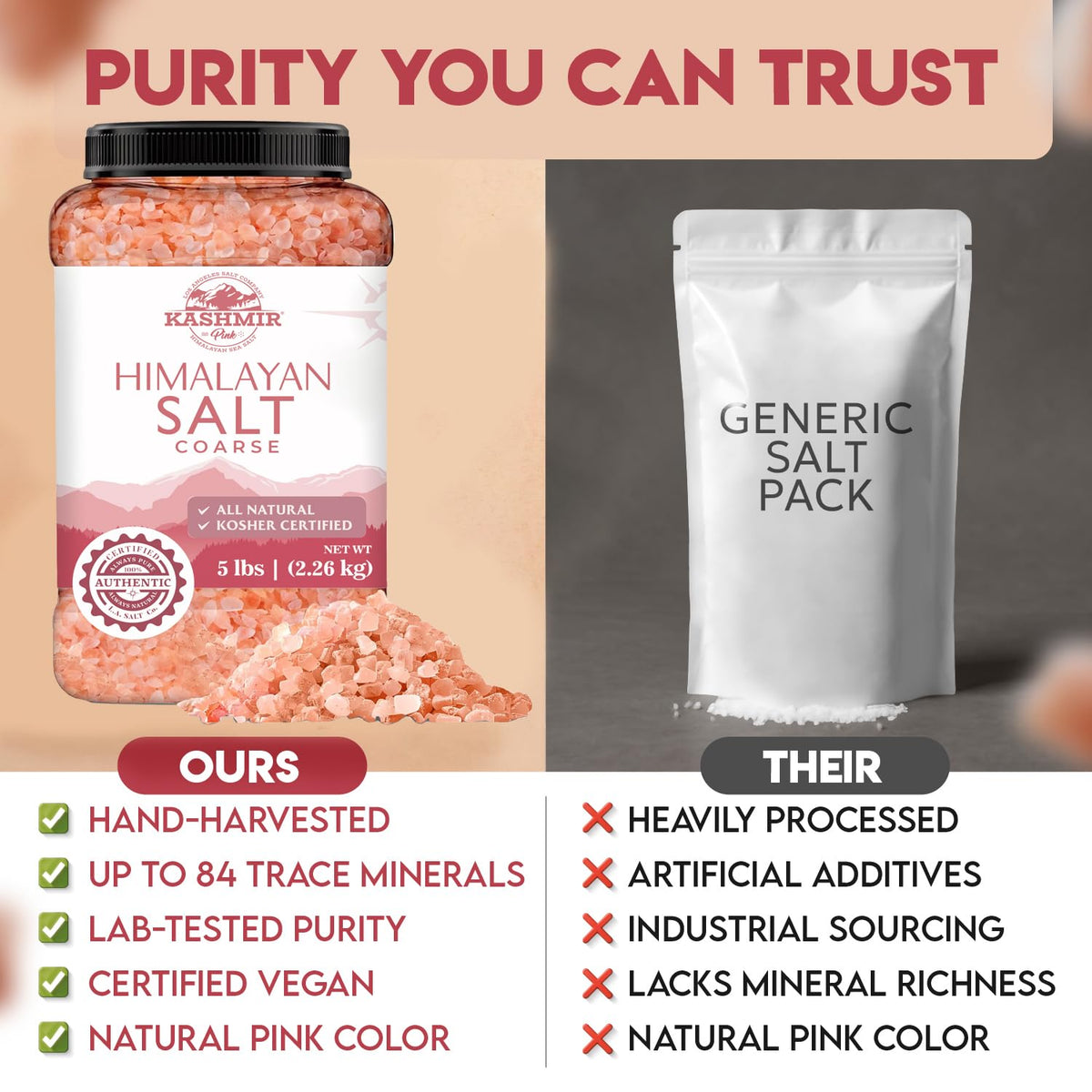 LA SALT CO pink Himalayan salt enhances roasted vegetables and seafood.