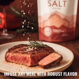 LA SALT CO pink Himalayan salt packaging highlights premium quality.