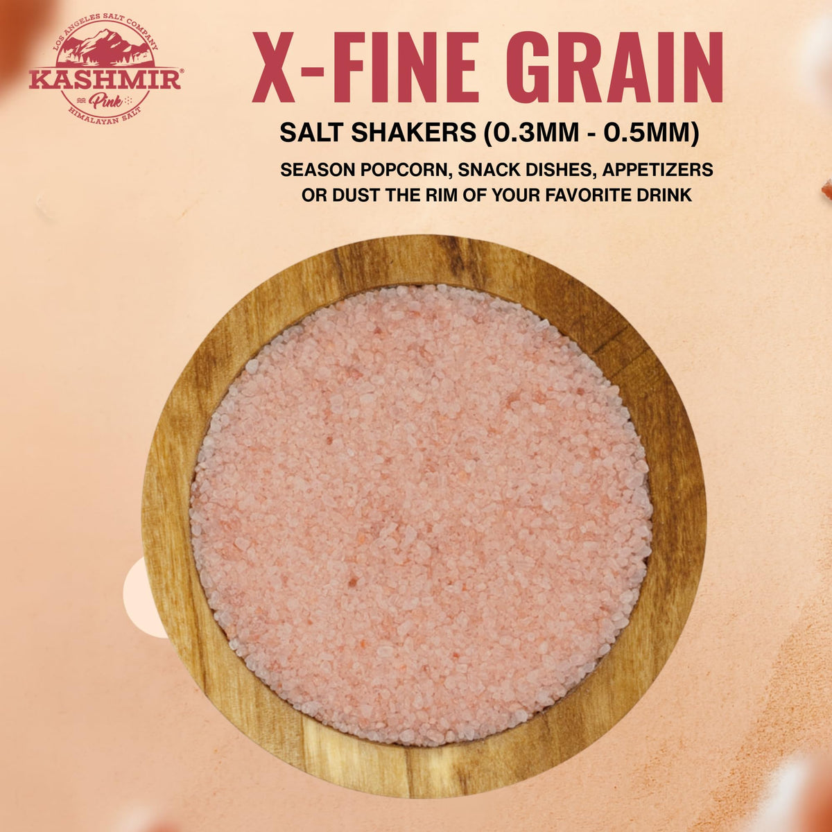 LA SALT CO Kashmir pink salt jar close-up shows vibrant pink color and minerals.