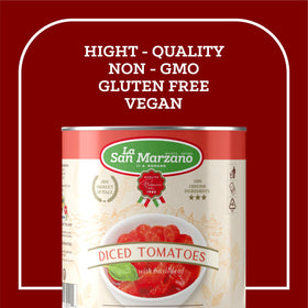 La San Marzano chopped tomatoes in a bowl showing ready-to-use texture for stews