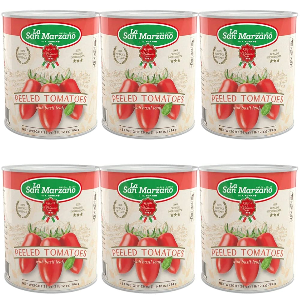 La San Marzano six-pack cans ready for quick, flavorful sauces.