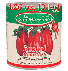 La San Marzano tomatoes in puree with basil leaves offer authentic Italian flavor base.
