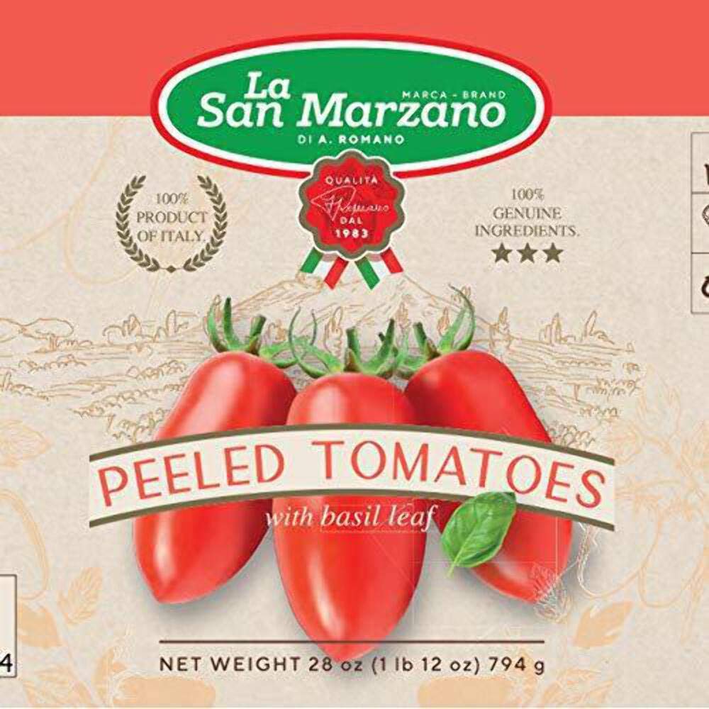 La San Marzano whole peeled tomatoes puree with basil for rich pasta sauces.