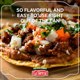 La Sierra Refried Pinto Beans kitchen pantry display packaging.
