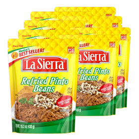 La Sierra Refried Pinto Beans ready-to-eat pouch for quick, flavorful meals.