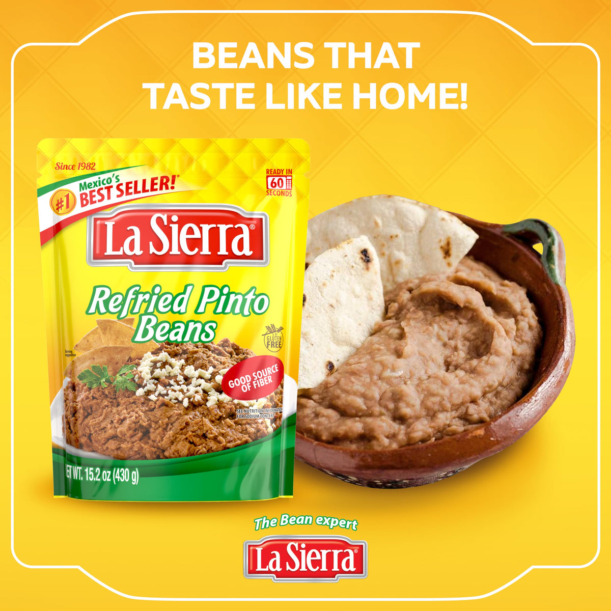 La Sierra Refried Pinto Beans serving dish ideal for dips and burritos.