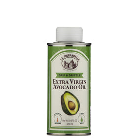 La Tourangelle avocado oil bottle closeup reveals premium color and texture for cooking.