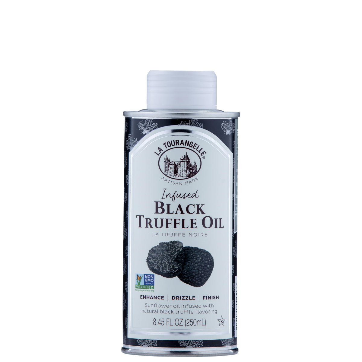 La Tourangelle Black Truffle Oil bottle showcases earthy aroma.