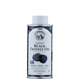 La Tourangelle Black Truffle Oil bottle showcases earthy aroma.