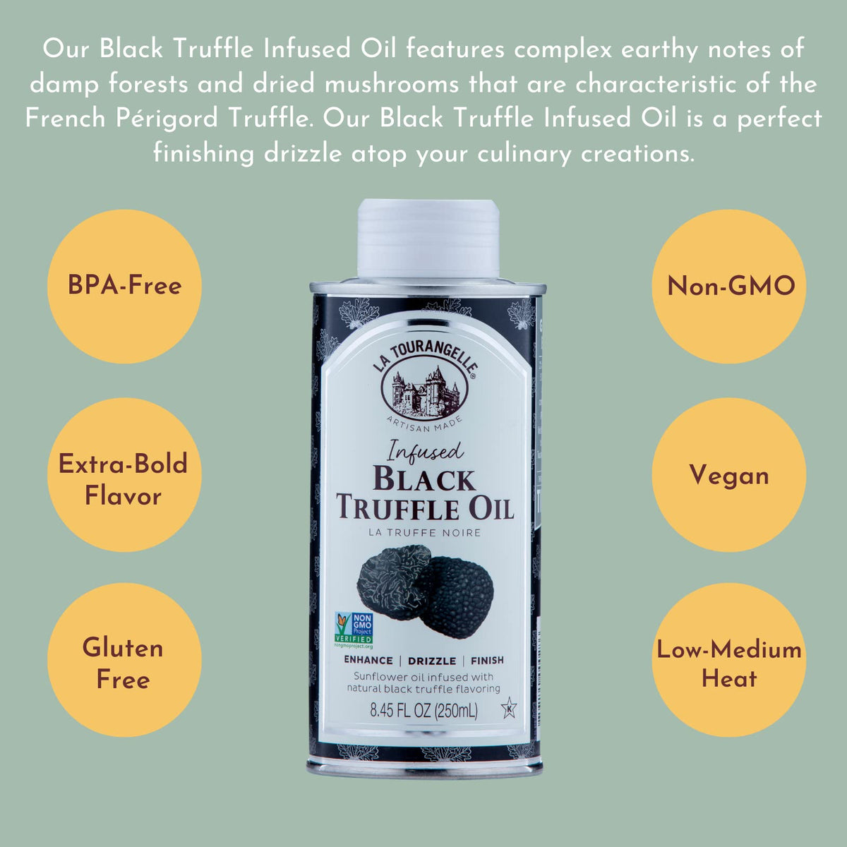 La Tourangelle Black Truffle Oil drizzle heightens pasta flavor with earthy depth.
