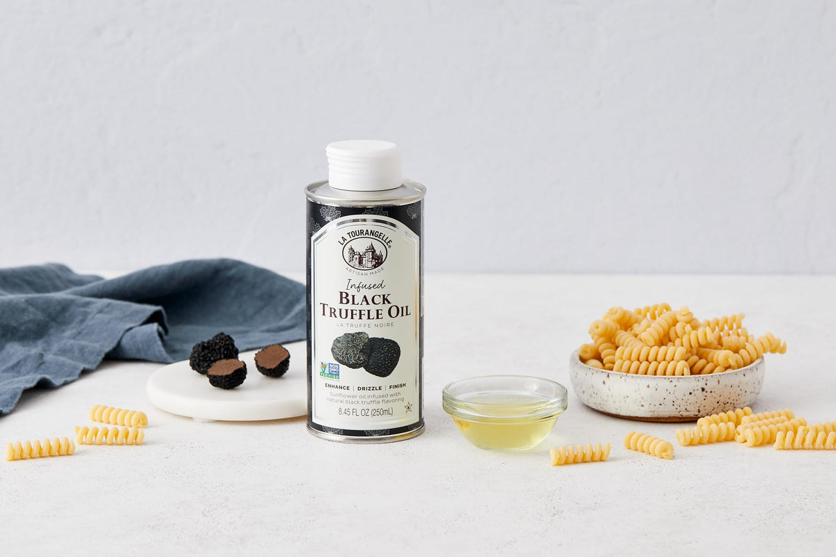 La Tourangelle Black Truffle Oil over salads adds gourmet aroma.