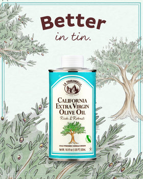 La Tourangelle California olive oil bottle-label detail emphasizes single-origin quality.