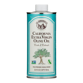 La Tourangelle California Olive Oil bottle pouring to elevate salads