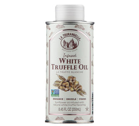La Tourangelle White Truffle Infused Oil bottle delivers earthy richness for finishing