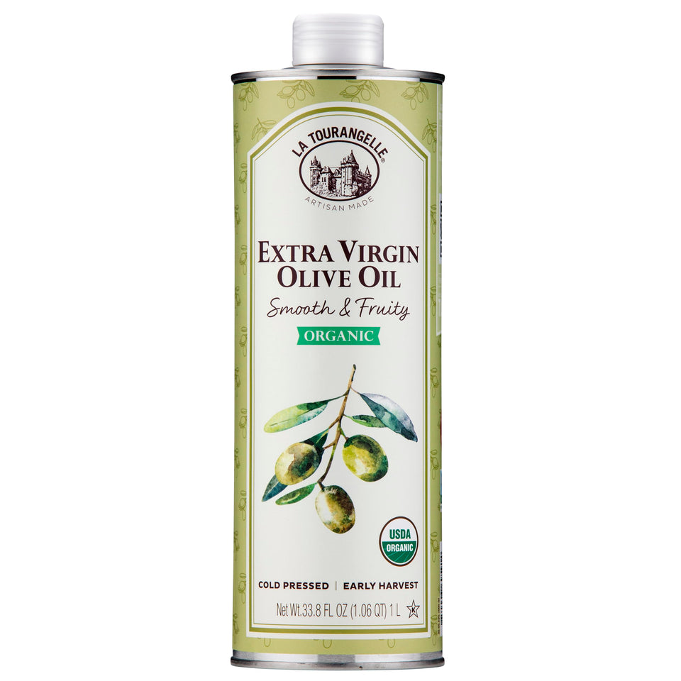 La Tourangelle olive oil bottle front, ideal for salads and cooking.